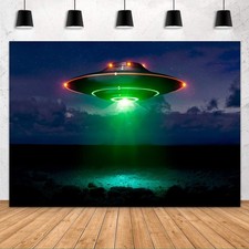 Mysterious UFO Alien Backdrop 8x6ft Night Green Light Photography Background ...