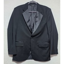 Jos A Bank Mens 38R Tuxedo Jacket Black 100 Wool Satin Peak Lapel Made in USA