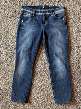7 for All Mankind The Skinny Crop  Roll Blue Denim Jeans Women  s Size 27 EUC