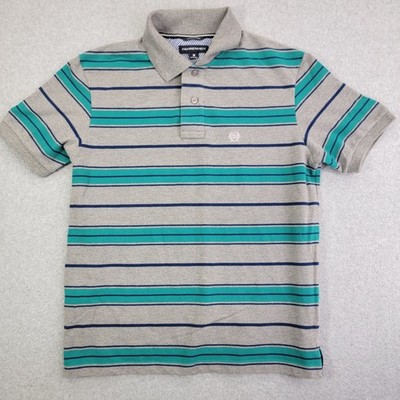 Fahrenheit Polo Shirt Mens Medium Fitted Casual Knit striped  Short Sleeve