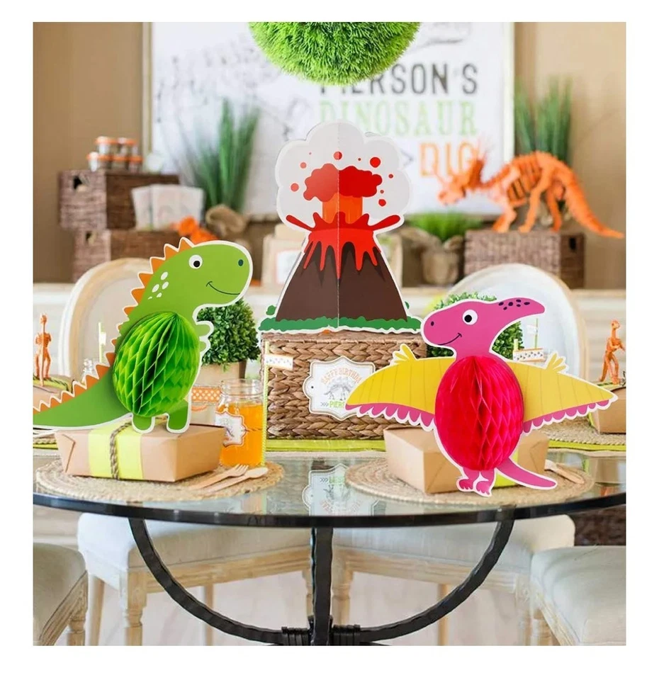 12 Pieces Dinosaur Party Honeycomb Centerpieces Table Decorations, Dinosaur Birt - Image 3 of 4