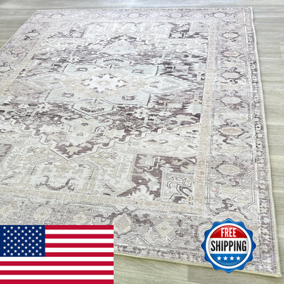 Fame Living Faded Oushak Rug Turkish Vintage Floral Pastel Large Oversized Area