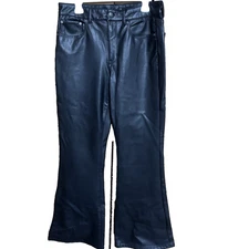 American Eagle Stretch Faux Leather High Waisted Flare Pants Size 14 Long