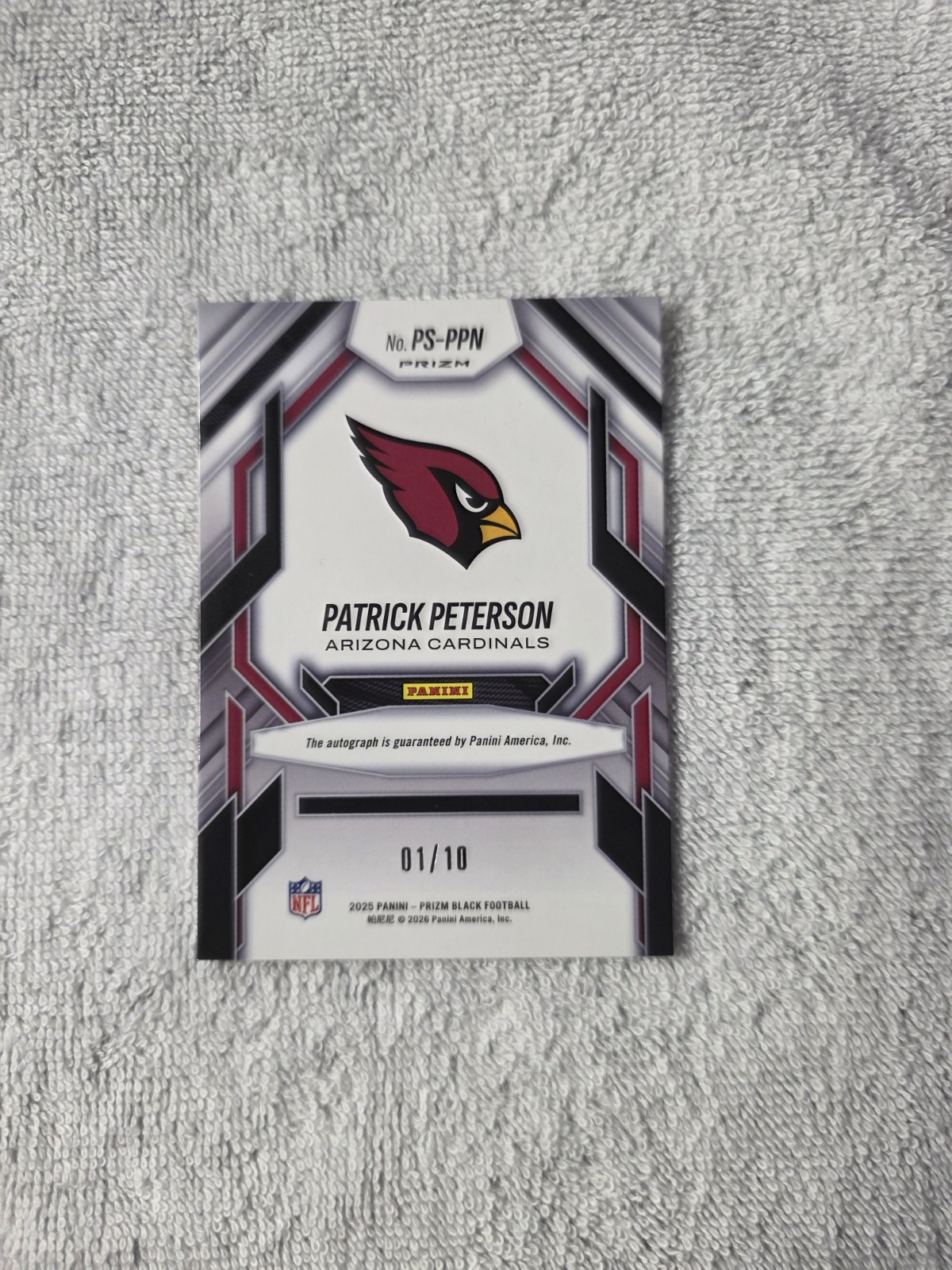 2025 Prizm Black Patrick Peterson Prolific Gold Auto 01/10 SSP view 6
