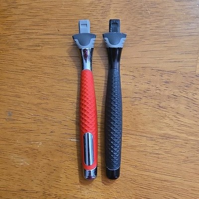 2 Men s Cartridge Razor Handles H8/H9 Black Red Silver Non-Slip Grip 5-Blade