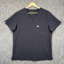 Figs Catarina Scrub Top Women's Medium Black Nurse Short Sleeve FW1000