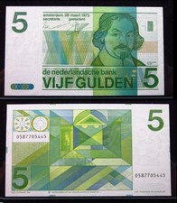 Netherlands 5 Gulden 1973 P95 Unc Nederlandsche Bank i4c5445