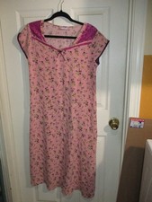 VTG Comfort Night Wear Pink Peach Floral Rayon Night Gown Cap Sleeves Lace Tim-S