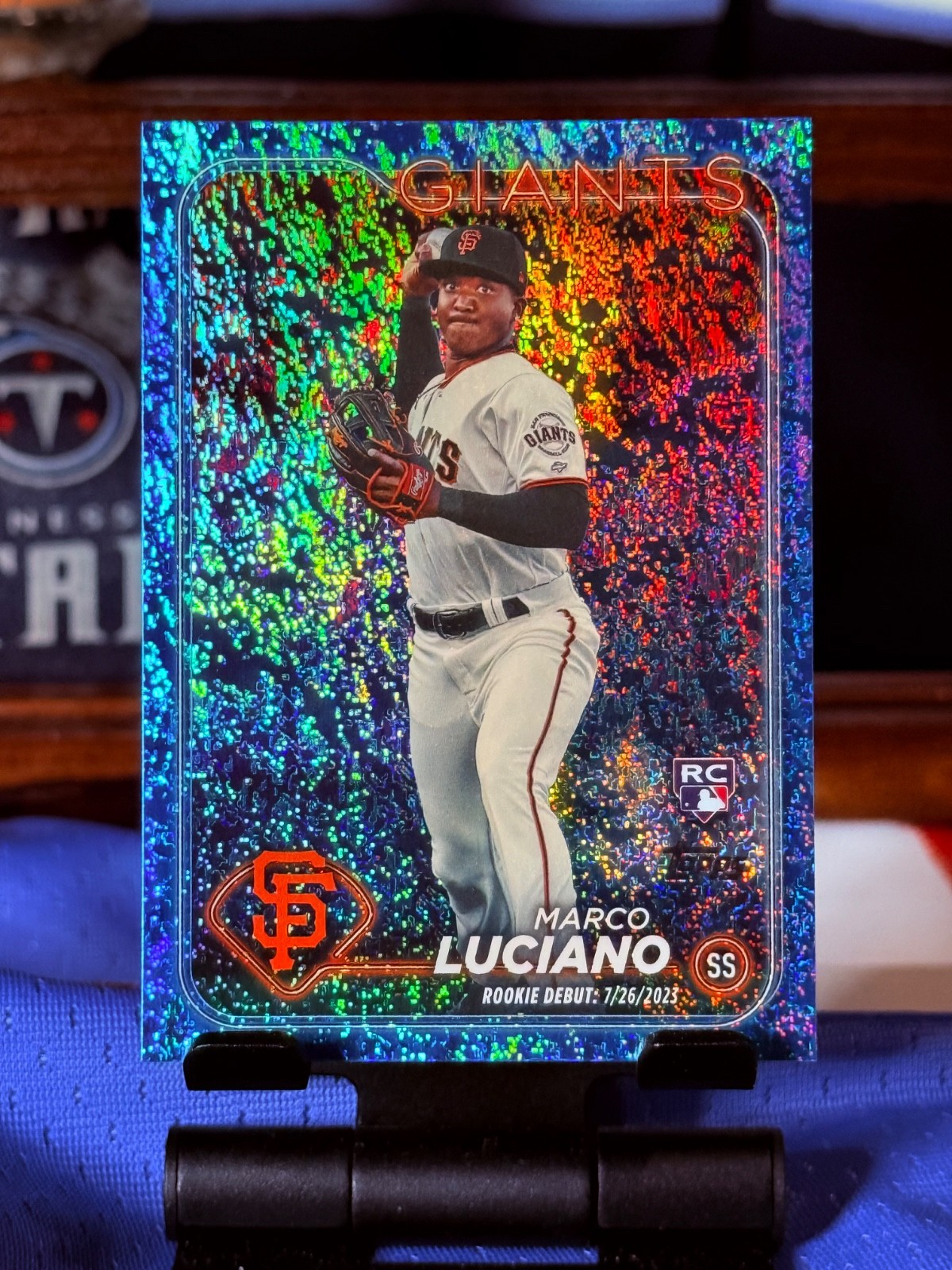 2024 Topps Update Series Rookie Debut Marco Luciano Blue Holo Foliboard /999