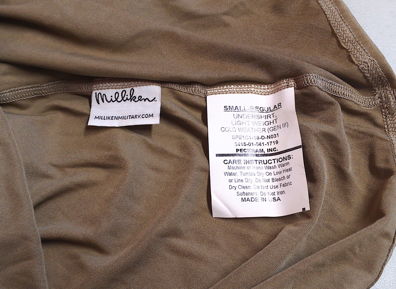 US Military Issue Coyote Light Weight L1 Cold Weather Under Shirt Small Regular