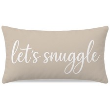 Decorative Lumbar Pillow Cover 12x20 Inch for Sofa Couch or Bed, Beige Throw ...