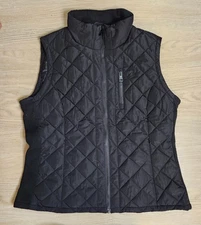 Andrew Marc Women's Black Quilted Puffer Vest Full Zip Stretch Size Large