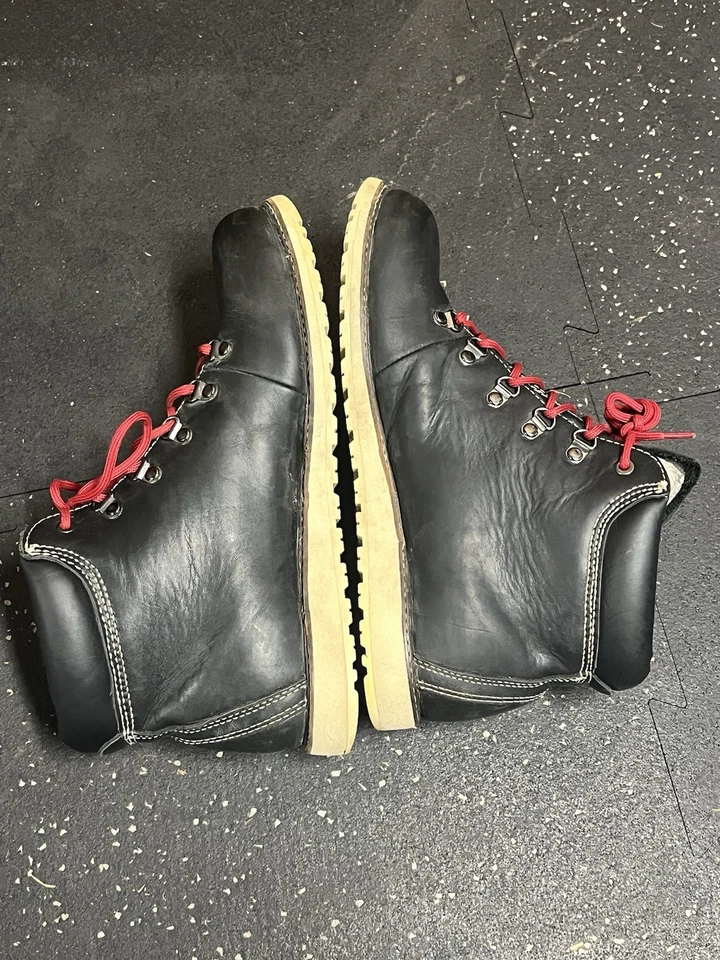 Botas de caminhada masculinas LL Bean 9 vintage Itália couro preto GTX sapatos impermeáveis - Imagem 4 de 4