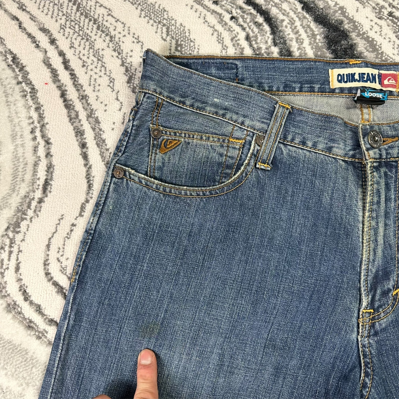 Vintage Quiksilver 2000's Y2K Quikjean Size 33 Loose Fit Skater Blue Denim Jeans image 5