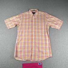 Paul Fredrick Trim Fit Shirt Medium Colorful Check Button Up Short Sleeve Mens