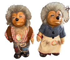 Vintage 7" Steiff Hedgehogs Mecki  Micki 8717-80  8717-70 Germany