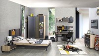 Jugendzimmer Set Bett Kleiderschrank Kommode Schreibtisch Grau