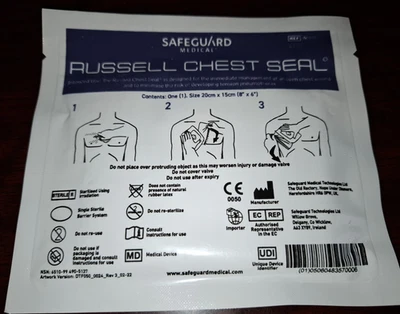 RUSSELL CHEST SEAL BY SAFEGUARD MEDICAL, EXP 10/26