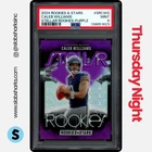 2024 PANINI ROOKIES & STARS CALEB WILLIAMS STELLAR PURPLE RC /35 PSA 9