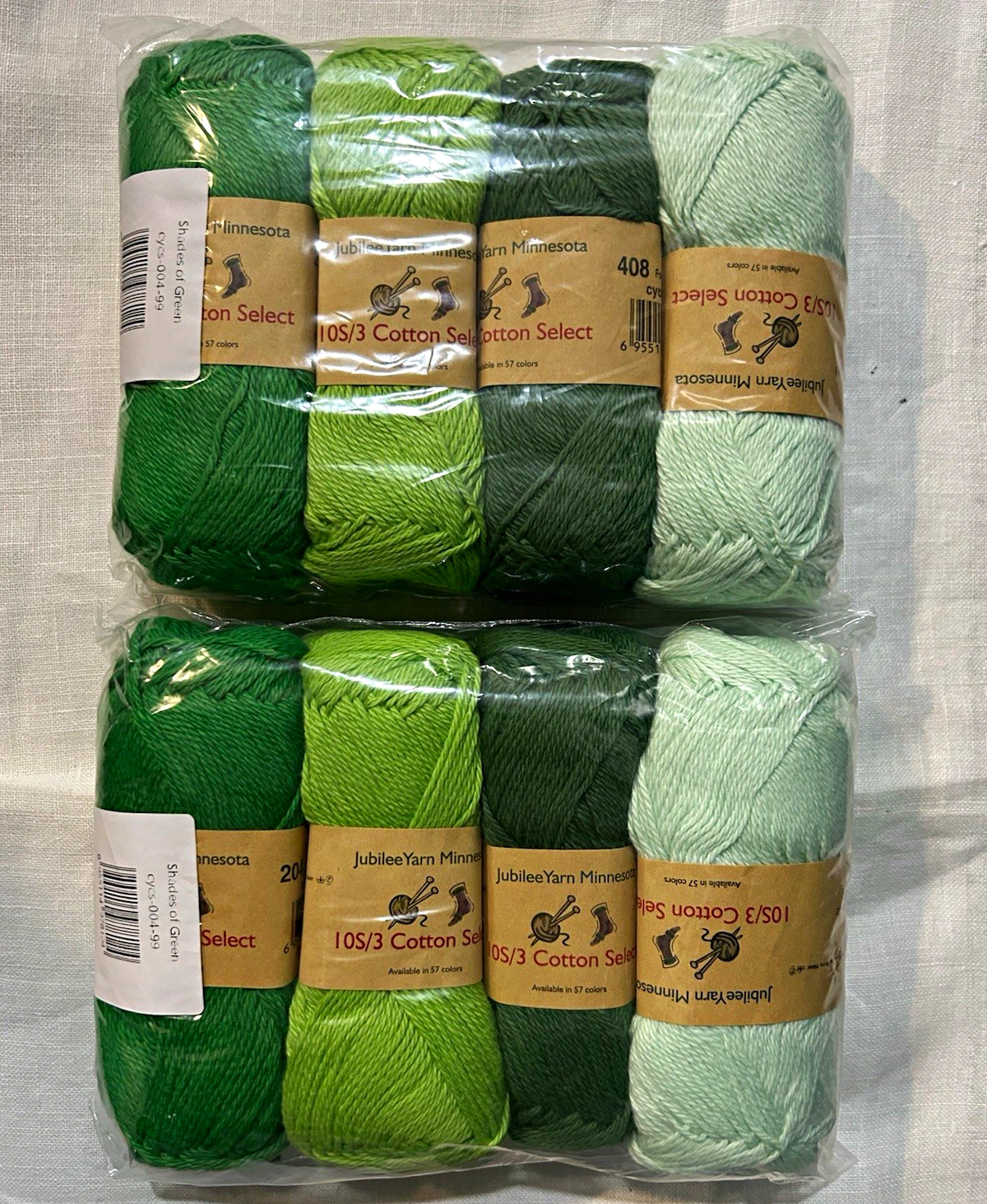 Jubilee Yarn Minnesota Cotton Select Cotton 10S/3 100% Cotton 8 Skein Lot Greens image 1