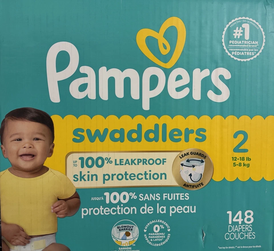 Pampers Swaddlers Talla 2 – 148 unidades – NUEVO Y sellado – 12–18 libras Foto 2 de 3