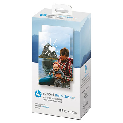 HP - Sprocket Studio Plus Semi-Gloss photo paper 4x6 with 108 Sheets and 2 Ca...
