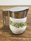 Gemco Vintage Milk Glass Creamer Spring Blossom Crazy Daisy Green Floral Pattern