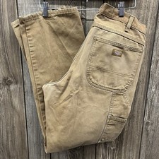 Vintage Dickies Cotton Canvas Carpenter Workwear Pants Tan Regular Mens 34x33