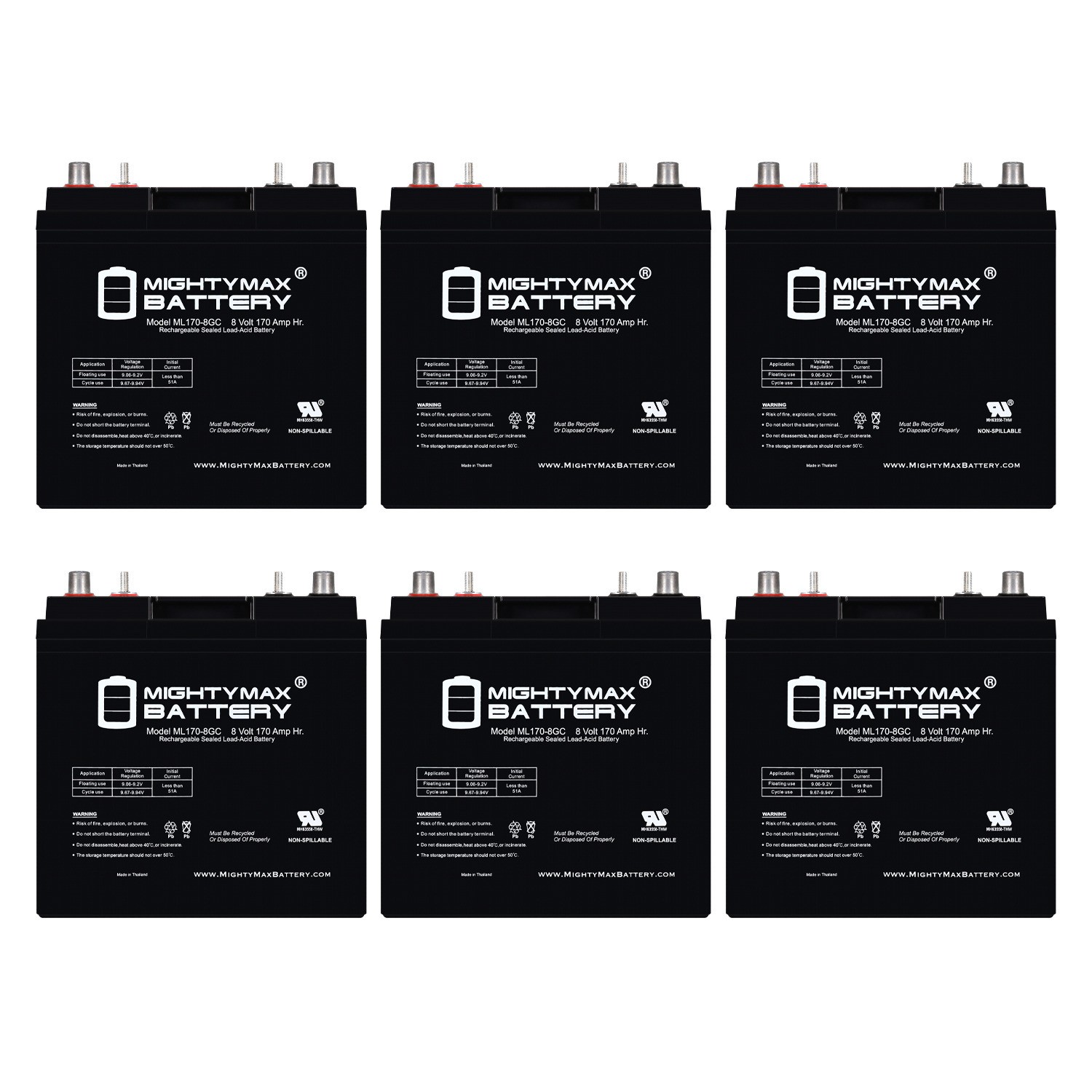 Mighty Max 8V, 170Ah, AGM, Battery Replaces Deep Cycle Golf 