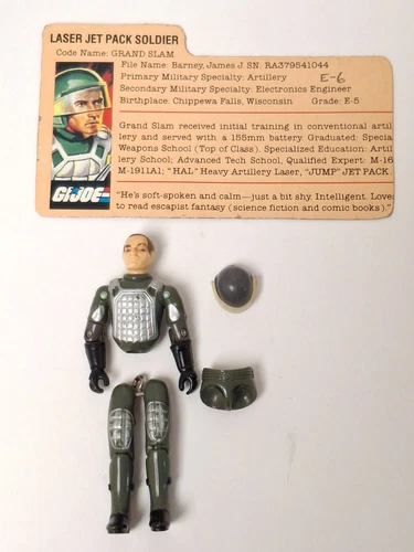 VTG GI Joe Silver Pads Grand Slam 1983 with Helmet Visor and File Card Rare