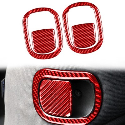 Carbon Fiber Red Seat Backrest Switch Cover Trim For Dodge Challenger 2015-2023