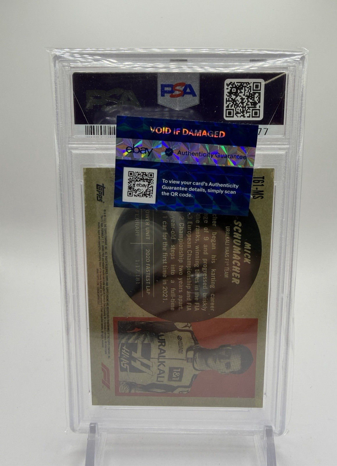 2021 Topps Chrome Formula 1 Mick Schumacher Rookie Superfractor 1/1 PSA 8 view 7
