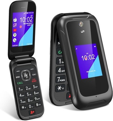 4G Unlocked Flip Phone for Seniors & Kids Dual Screen KaiOS with Large Battery