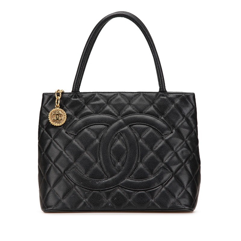 Chanel Black Caviar Matelasse Coco Tote Bag r9_0805