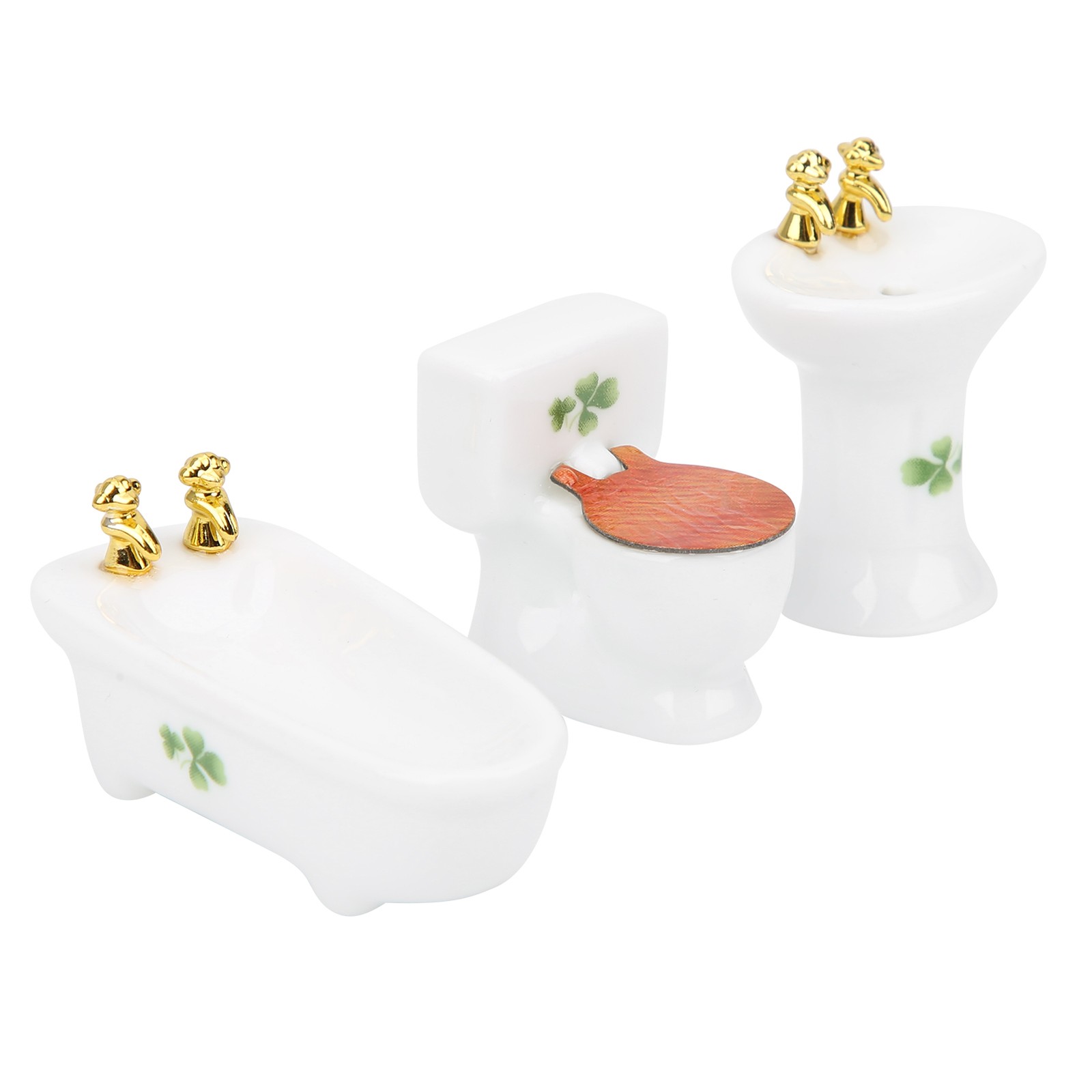 1/24 Dollhouse Bathroom Set Exquisite Ceramic Bathtub Toilet Sink Kit For Dolls
