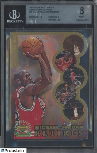 1999 UDA Michael Jordan Commemorative Cards Michael Jordan Retires /99000 BGS 8