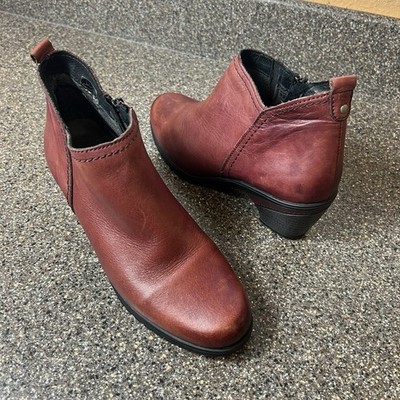 Spring Step Burgundy Leather Womens EU 38 US 7.5 Zip Ankle Bootie Comfort Casual