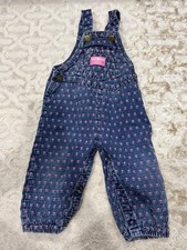 OshKosh Denim Overalls with Flowers Size 24 months Made in USA