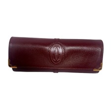 Authentic Cartier Paris Burgundy Leather Eyeglass Case Gold Trim Vintage