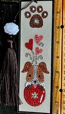 Handcrafted Diamond Art Design With Tassel Bookmark Black Faux Leather