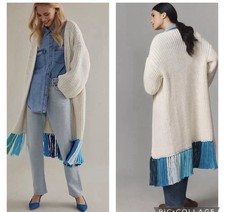 NWT Anthropologie Long Fringe Cardigan Sweater Duster Kimono OS
