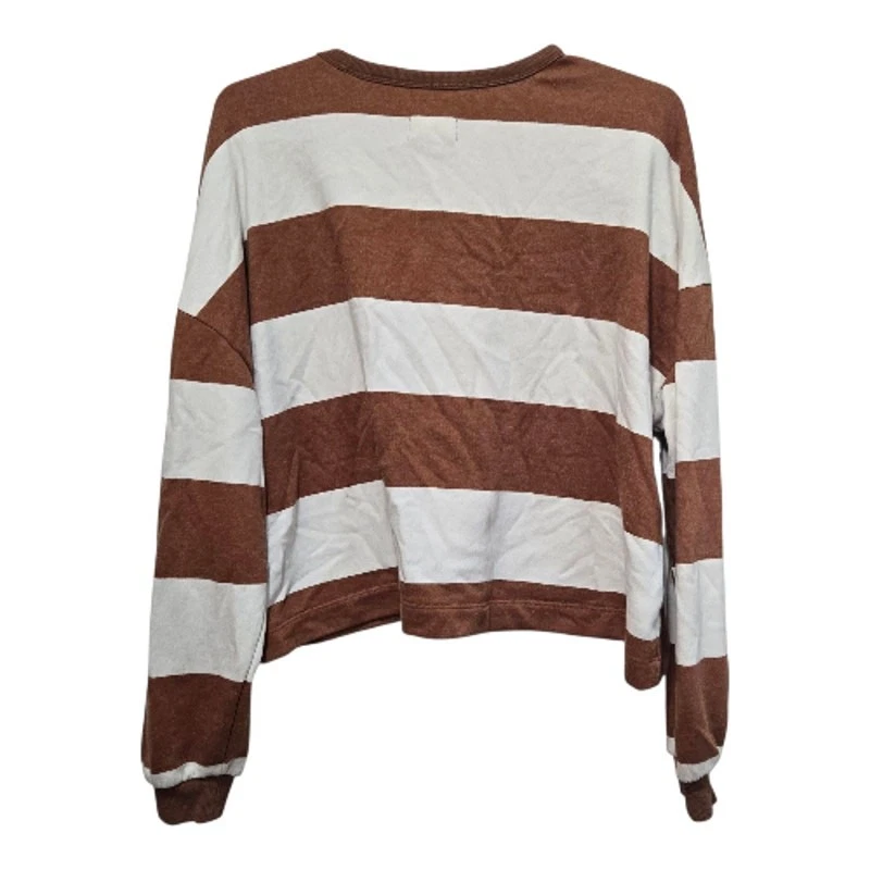 Lou & Grey条纹运动衫小号棕色白色棉混纺套衫 — 第 2/4 张图片