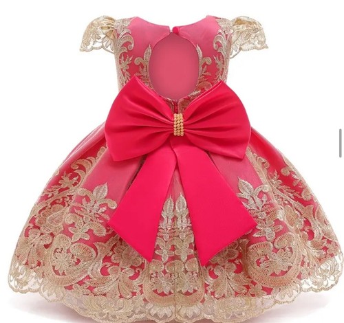Dress Size 12 Months Baby Girl formal dress headband Hot Pink New - Picture 6 of 6