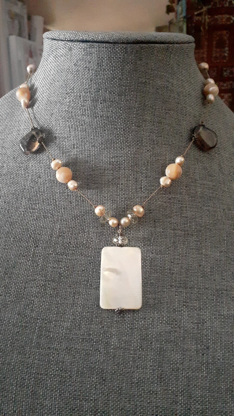 Rectangle Gemstone pendant Necklace Multi Gemston… - image 2