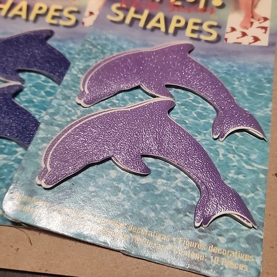 Lote 2 pegatinas de bañera apliques de seguridad antideslizantes delfines formas en T Compac Safe de colección Foto 2 de 4