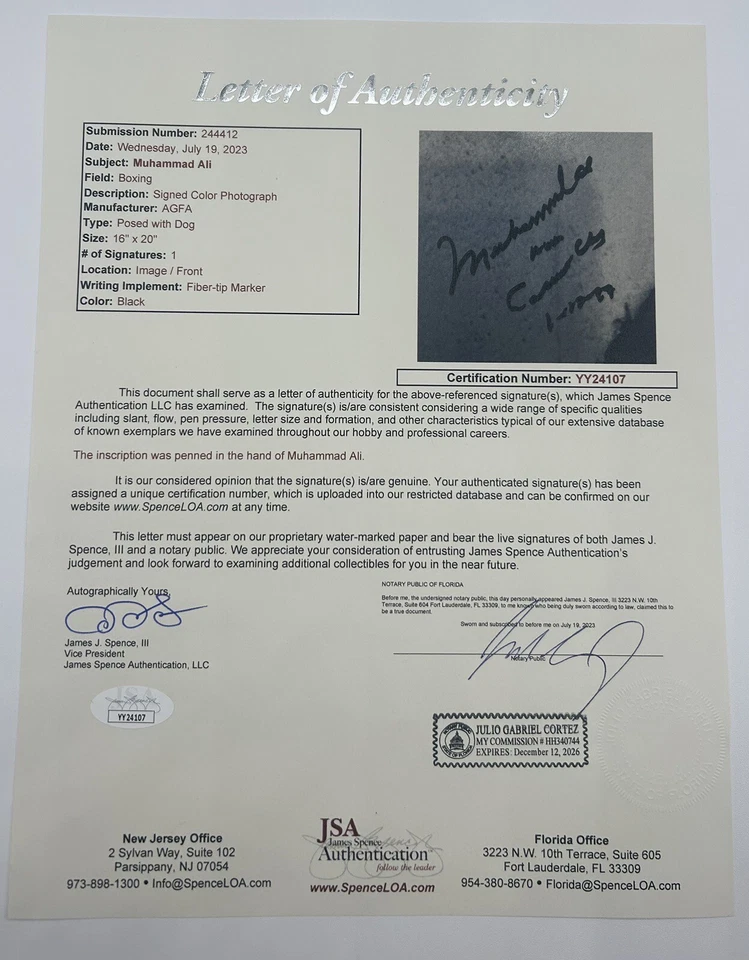 Muhammad Ali Signed 16x20 Photo “Aka Cassius Clay” Insc. Autographed JSA LOA - Image 4 of 4