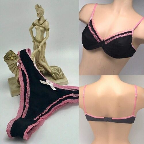 Women's Playboy Black | Pink Suede Set - Picture 1 of 5