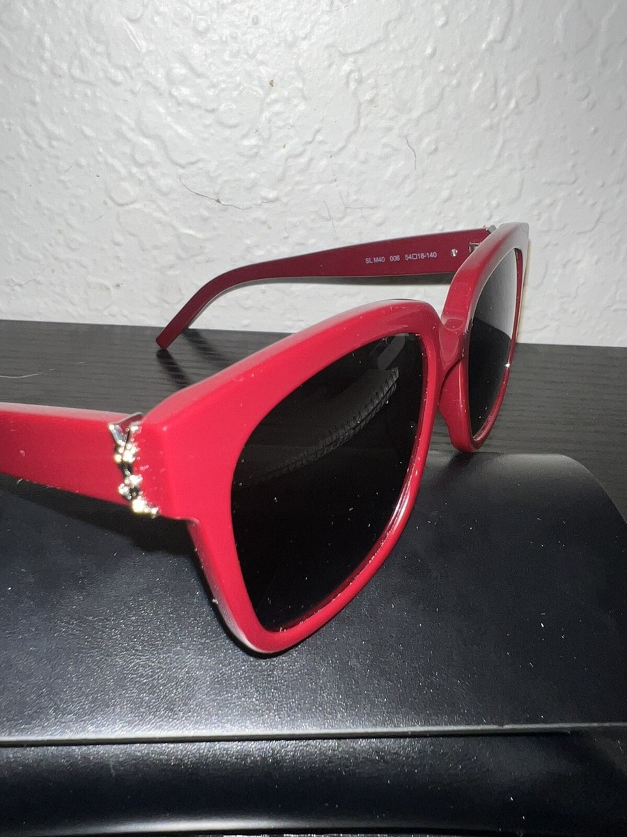 ダイヤモンド Saint Laurent SL M40 Women's Rectangular Sunglasses Burgundy | eBay
