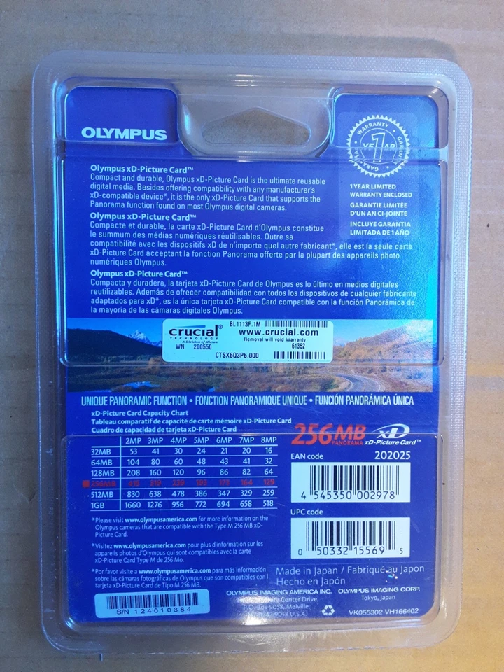 NIB Olympus M 256 MB xD Picture Card (202025) ref cd-1 - Image 2 of 2