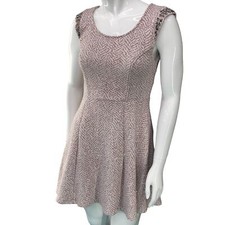 Free People Size S Bejeweled Dress Ponte Knit Stretch Fit and Flare Blush Pink